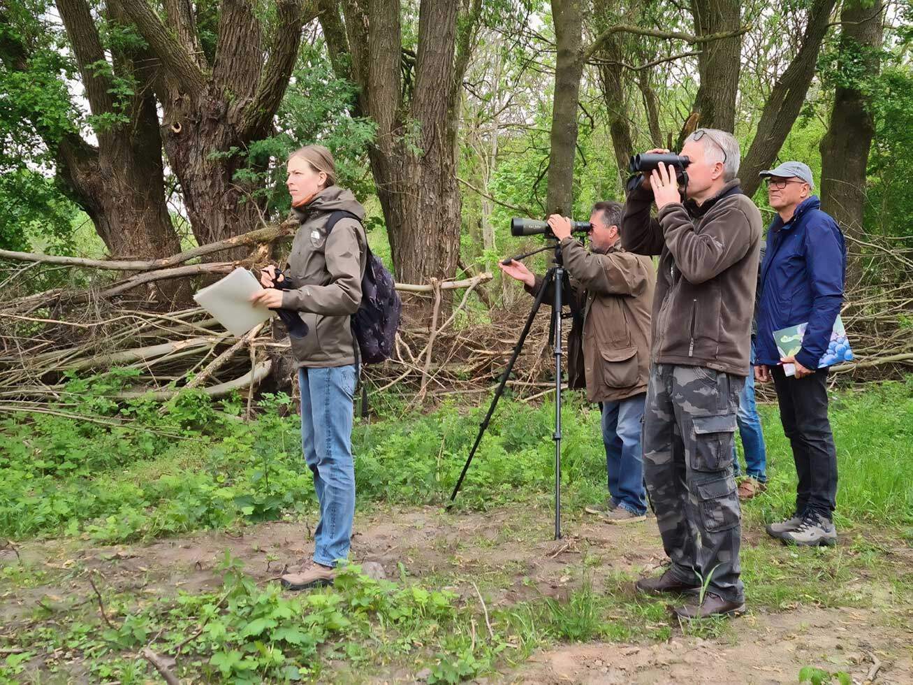 Foto: Vogelzählung mit unseren Ornithologen Gerthold Günther und Jörn Puhan. Fotoautorin: Susanne Hoffmeister
