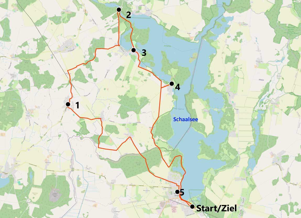 Karte: Streckenführung der Radtour. Quelle: Susanne Hoffmeister